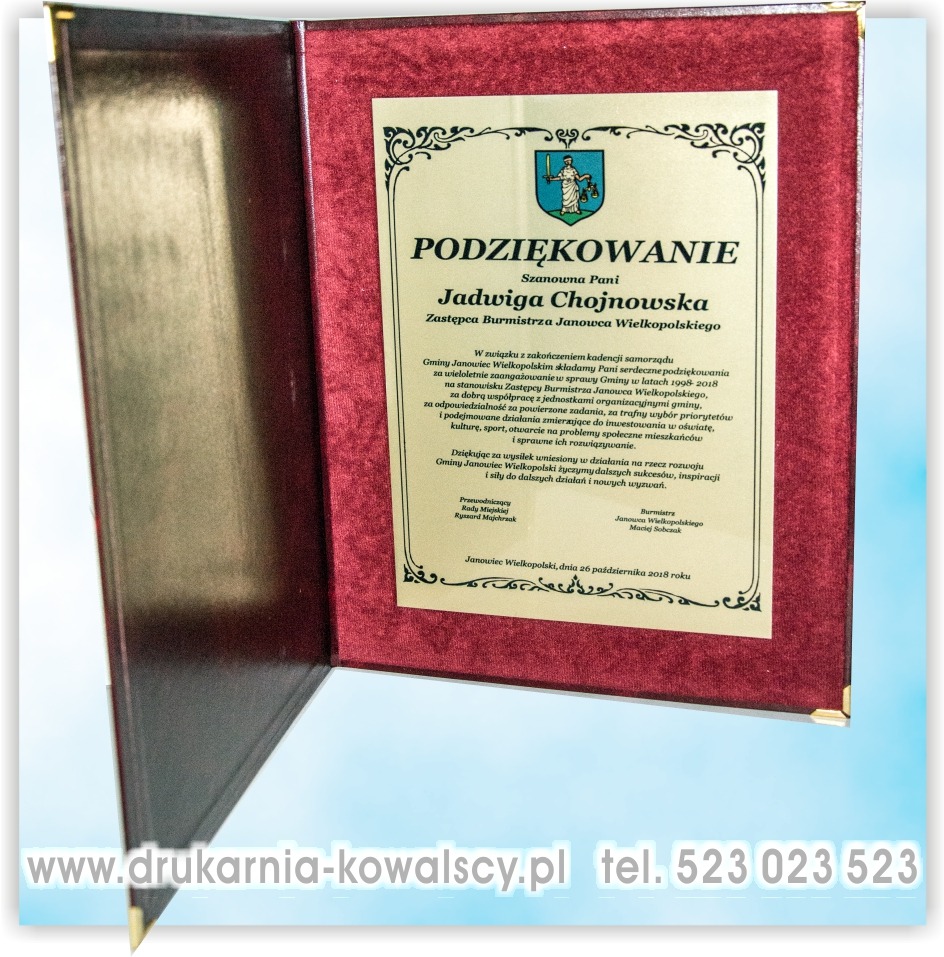 DYPLOM OKOLICZNOŚCIOWY W TECZCE Z GRAWERTONEM