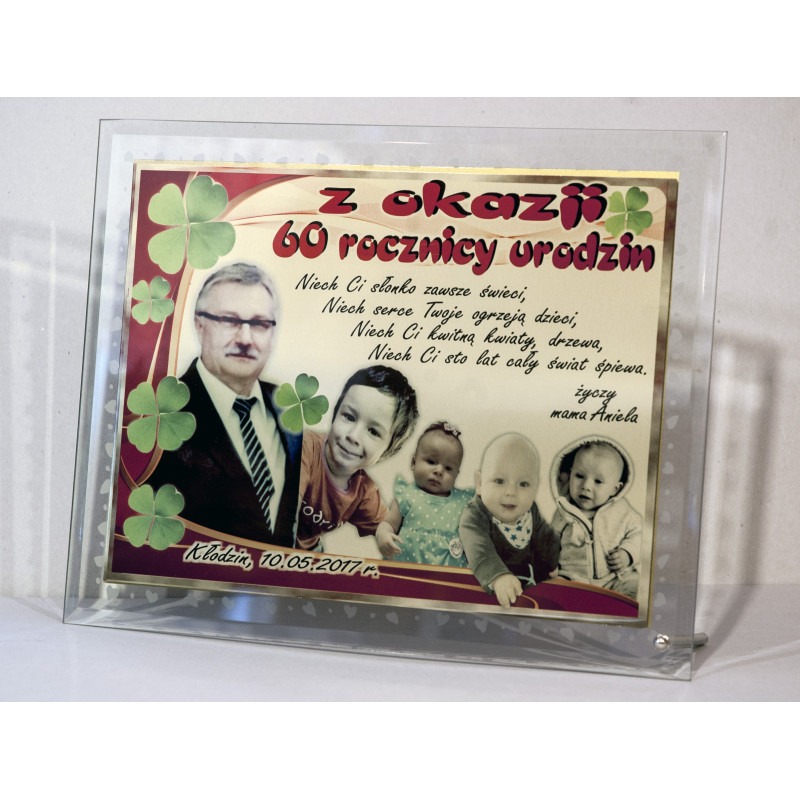 SZKŁO Z GRAWERTONEM 23,5X29,5 CM z podpórką