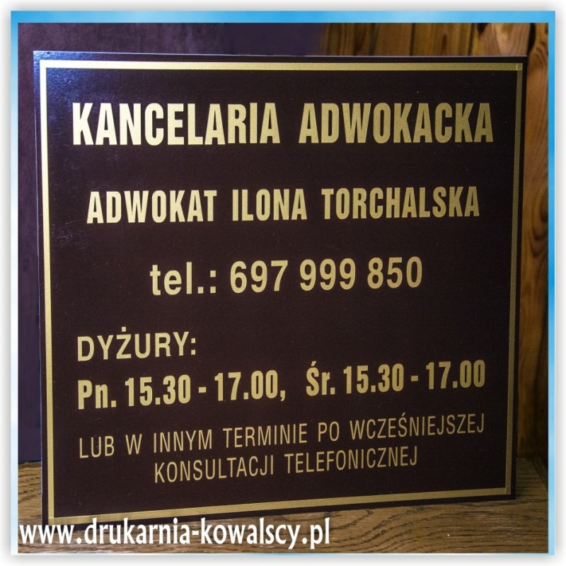 TABLICA INFORMACYJNA, SZYLD o wymiarze 70x40 cm