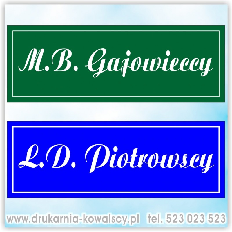 TABLICZKI METALOWE NA DRZWI - WIZYTÓWKI