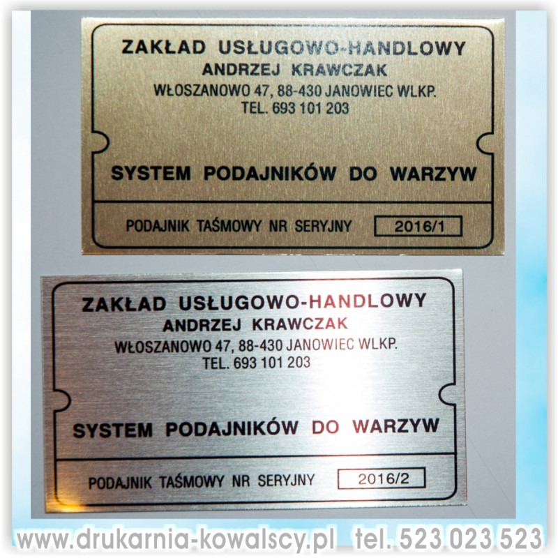 TABLICZKI ZNAMIONOWE