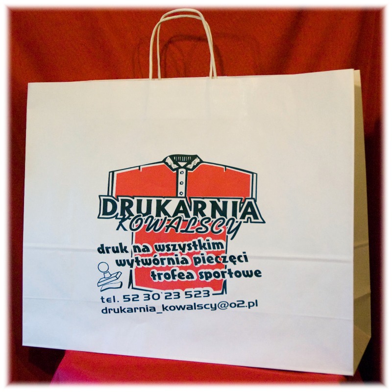TORBA REKLAMOWA 24x36 cm, białego papieru – z Państwa nadrukiem.